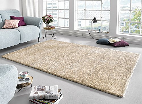 Mint Rugs Monaco Tapis de Salon à Poils Longs Doux et Moelleux à Poils Longs Flokati uni pour Chambre d'enfant, Chambre à Coucher, Bureau, Cuisine, Couloir, crème, 120 x 170 cm