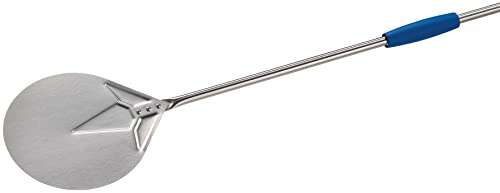 Gi.Metal Palettino per Pizza Professionale Linea Azzurra I-20/200, Testa 20 cm, Lunghezza Manico 200 cm, Peso 0.98 Kg, Testa e Manico in Acciaio Inox Altamente Resistente