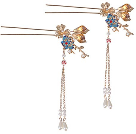 Minkissy Chinese Hair Stick, 1 Pair of Retro Hair Chopsticks Hairpin Japanese Chignon Pin Vintage Hair Accessories