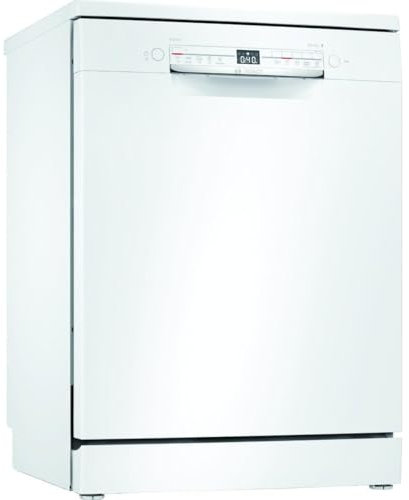 Bosch SMS2ITW33E Série 2 Lave-vaisselle autoportant, classe E, 60 cm, blanc, 92 kWh, 100 cycles, 12 millions de gallons par jour, Silence, séchage extra, panier à couverts Vario, Home Connect