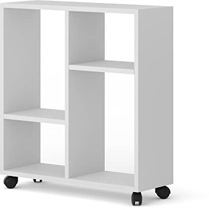 BIM Furniture TRASCO 2 Organisateur de Table Basse sur roulettes 60 cm Table d'ordinateur Portable Table de Chevet Console Table de canapé Étagère (Blanc)