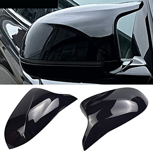 Auto Spiegelkappen 1 Paar Auto Tür Außenspiegelkappe Rückspiegelkappe Seitenspiegel Abdeckungen für B-MW X3 F25 X4 F26 X5 F15 X6 F16 2014-2018 (Helles Schwarz)