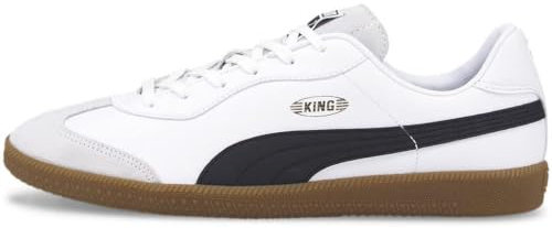 Puma Men's King 21 Indoor Training Soccer Shoes, White- Black-Gum AH22, 7.5 It