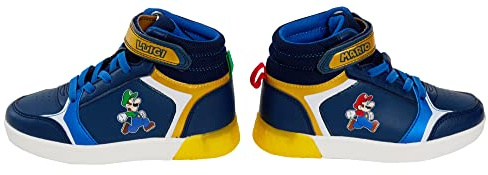 Super Mario Brothers sneakers med hög topp, sportskor för pojkar och sport, upplysta skridskor, BLÅ, 32 EU