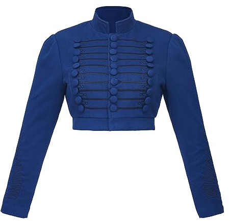 MelangCos Women's Empire Costume Spencer Jacket Regency Crop Redingote Horse Riding Show Coat (Navy Blue, M)