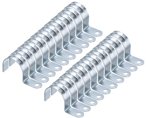 sourcing map 20pcs Conduit Clamp, EMT One-Hole Strap, U Tube Pipe Clamp, 50mm 2-Inch Pipe Dia, 8mm 5/16 Inch Hole Dia Rigid Pipe Strap, U Shaped Bracket for Tube Hose Wire Cord Fixing