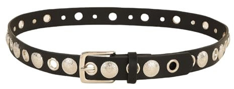 HUAJINGKEJI Taillengürtel mit Ösen, Punk, Blumenanhänger, schmale Kette für Cowgirl, Grunge-Schnalle, moderner Bund, Taillenkette, Nietengürtel, Farbreferenzbild, Length and width: about 103*2.8cm