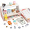 46Pcs Ice Cream Counter Playset for Kids, Wooden Ice Cream Toys Set for Kids, Ice Cream Counter Shop Playset Toddler Pretend Play Food Kitchen Accessories with Scoop, Ice Cream Shop Pretend Food Toys