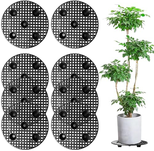 VEGOATY Krukväxtställ blomkruka stativ dränage Mesh, 20 cm rund blomkruksgaller dyna plast växtstativ för inomhus bonsai utomhus skål trädgård planteringskruka (8 stycken)