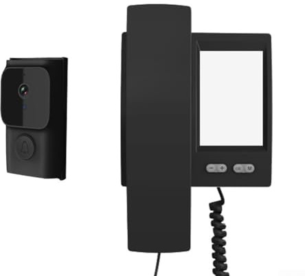 FACULX Interphone vidéo sans fil de 8,9 cm, écran IPS HD, interphone audio bidirectionnel, vision nocturne pour villa, maison, bureau, appartement (noir)