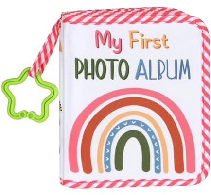 Álbum de fotos de bebé, álbum de fotos de bebé, libro de recuerdos de bebé, libro de tela suave, álbumes de fotos con impresión de con gancho de estrella para primer cumpleaños, viajes, día