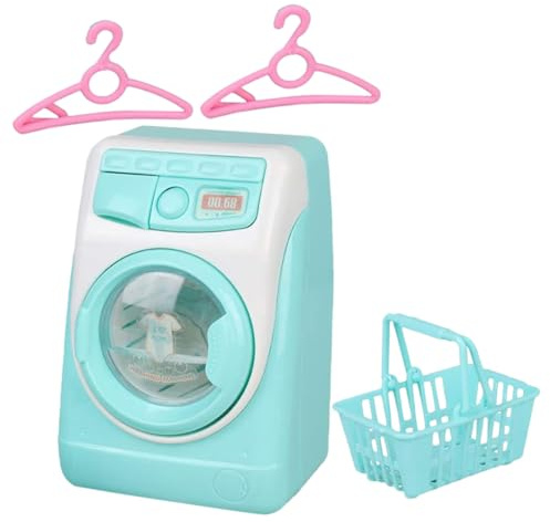 Hemobllo Mini Machine à Laver pour Maison de Poupée Appareil Ménager Électrique avec Sons Réalistes Design pour Filles Jeu Imitation Éducatif et Décoration Ludique