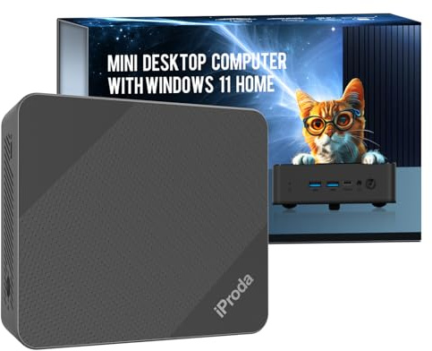 iProda Mini-PC 12. Generation Alder Lake N100 Prozessor (bis zu 3,4 GHz), 8 GB DDR4, Windows 11 Home Mini-Computer mit 256 GB SATA SSD 4K Dual Display Micro-PC WiFi6/Bluetooth 5.0/USB3.2 (Schwarz)