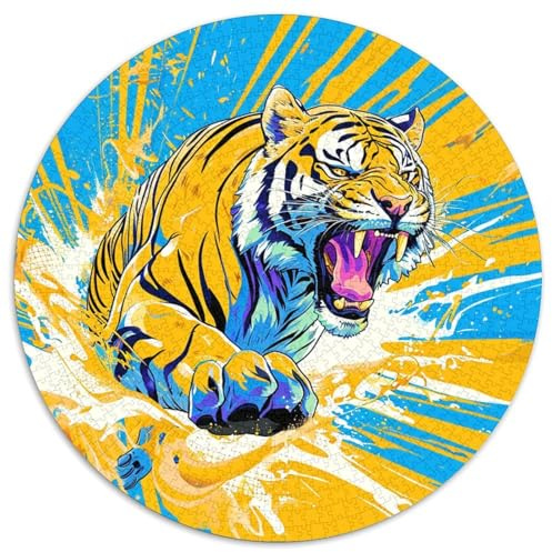 Tiger 1000 Stück Puzzle Rund Fur Erwachsene Und Kinder Wildtiere Legespiel Geschicklichkeitsspiel Geschenk Fordernd Kleinkinder 1000pcs (67.5x67.5cm)