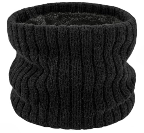 HOPSOOKEN Kids Fleece Neck Warmer Gaiter Winter Scarf for Boys Girls Windproof Soft Thermal Infinity Scarf for Cold Weather(Black)
