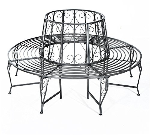 Outsunny Baumbank Rundbank 360° Gartenbank Sitzbank Baum Bank Metall ∅160cm
