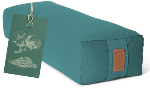 #DoYourYoga Yogabolster Rectangular Paravati con Cáscaras de Espelta Orgánica - Cojín de Meditación, Yin Yoga & Pilates - Funda Lavable de Algodón 100% - 67 x 13 cm/Verde Oscuro