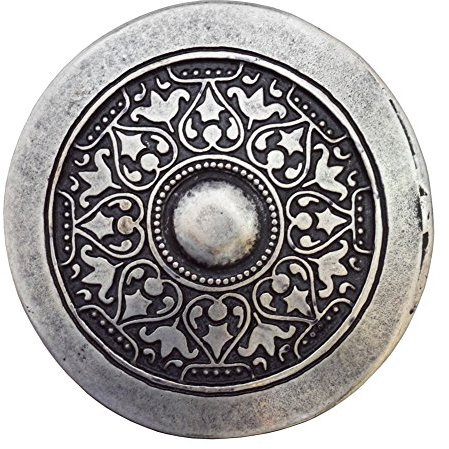 Unbekannt Gürtelschnalle „Wikinger“ - altsilberfarbig - rund - 85mm - für einen Wechselgürtel mit Riemen von ca. 4cm