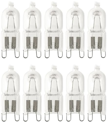 NCC-Licht 10 x Halogen Leuchtmittel Stiftsockellampe 35W G9, warmweißes Licht, stufenlos dimmbar, für Hängeleuchten Tischleuchten Spots etc.