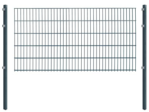 Doppelstabmattenzaun - Komplettset inkl. Pfosten und Montagematerial - Verschiedene Längen und Höhen – Grün oder Anthrazit (L 18 m | H 103 cm | Anthrazit)