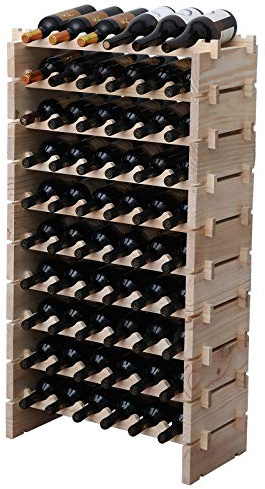 fdjamy Wine Rack Solid Wood Stackable Storage Wooden Wine Rack Wine Cabinet (60 Bottles, Natural Color)