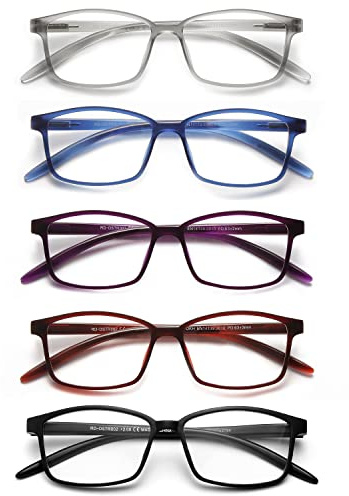 SKYWAY 5 Pack Lesebrille für Herren Damen, Blaulicht blockierende Brillen, leichte Blendschutz-Computerspielleser, lesebrille 3.0