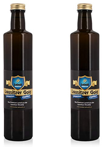 2 x Lausitzer Leinöl - Lausitzer Gold (kaltgepresstes ungefiltertes Premium Leinöl), 2x 500ml