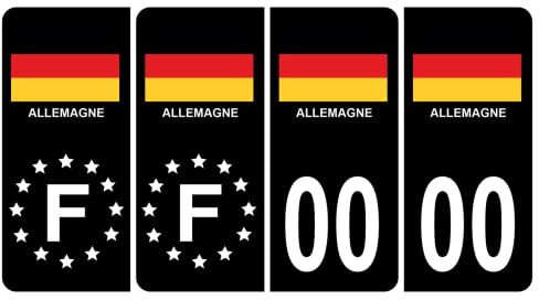 HADEXIA 2 Paar Aufkleber Nummernschild Prenium Flagge Deutschland Schwarz – personalisierte Nummer