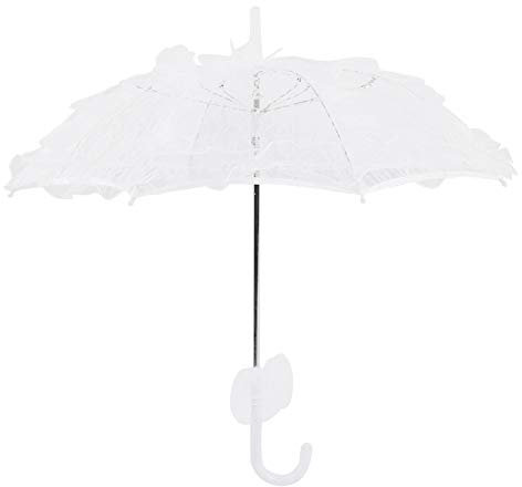 Beufee 2 Stück Weißer Spitzenschirm, Lolita-Regenschirm, Mini-Brautspitzen-Sonnenschirm, Hochzeitszubehör, Bankett, Bühnenfotografie, Stütze, dekorativer Spitzenschirm