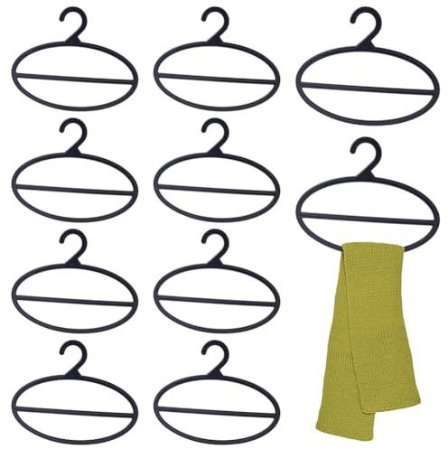 AHANDMAKER 10 Packs Black Scarf Hanger, Scarf Holder Organizer Space Saving Plastic Scarf Hanger, for Shop Home Scarves Headscarves Sorting Storaging