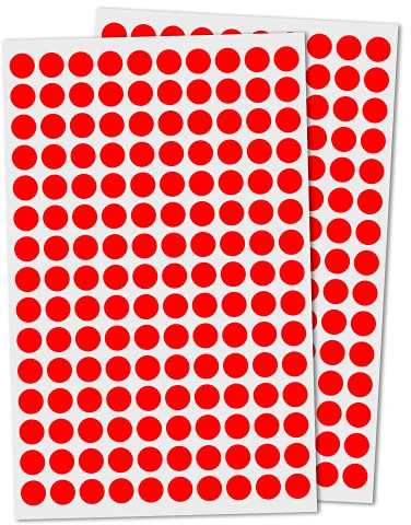 10mm Klebepunkte Etiketten Aufkleber Selbstklebende - (15.000 Stück, Rot) | Markierungspunkte Selbstklebend