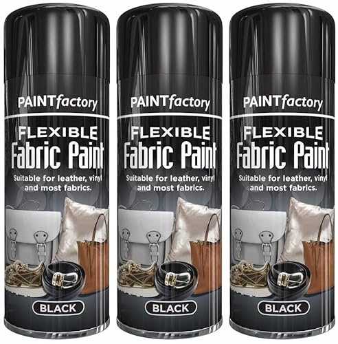 Yorkshire Homeware Flexible Fabric Spray Paint | Suitable for Leather | Vynal Textiles and Most Fabric Black 200Ml (3)