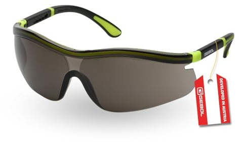Gebol Schutzbrille Neon Getönt | sportliches Design und angenehm zu tragen | Bügel in Länge verstellbar | kratz- und beschlagfrei | für Damen und Herren | Größe universal | schwarz, neon | 1 Stück