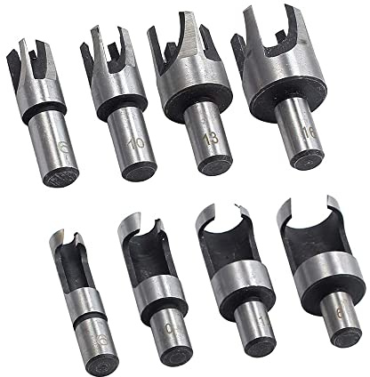 Mesee Juego de 8 brocas cónicas de madera, juego de brocas para espigas, juego de brocas cónicas de garra, cortador de orificios, tapones de madera, 13 mm, 16 mm
