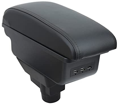 OYHCM Auto Mittelarmlehne für Opel Corsa D 2006-2014,3 USB | Passend für Corsa D Armlehne, 2 USB-Anschlüsse + 1 USB-C, Doppelter Stauraum, PU-Leder, Montage ohne Bohren