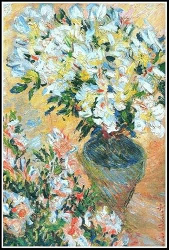 Weiße Azaleen in einem Topf Gemälde von Claude Monet Diamond Painting Kits für Erwachsene, 5D Kristall Diamanten Kunst mit Zubehör Werkzeugen, Bild DIY Kunst Handwerk für Heimdekoration Geschenk
