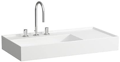 LAUFEN Kartell Aufsatzwaschtisch, Ablage rechts, 2 Hahnlöcher, ohne Überlauf, 900x460mm, H8183380008151, Farbe: Weiß