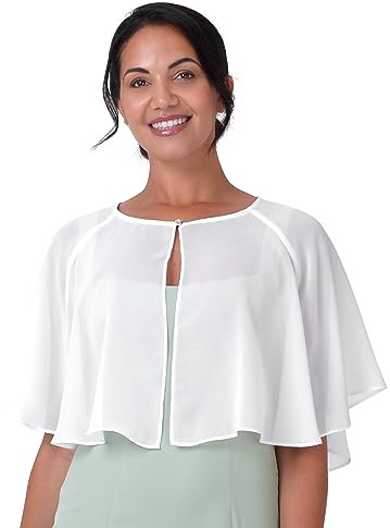 BlackButterfly Chiffon Cape Damen Hochzeit | Halbtransparent & Weich, Ein Knopf Am Ausschnitt, Bedeckt Die Schultern, Feiern & Abendgarderobe, Einheitsgröße