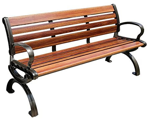 TUDERE Gartenbank Parkbank Alu mit Armlehnen & Rückenlehne wetterfeste Sitzbank Ruhebank Retro-Stil für 2-3 Sitzer, Gartenmöbel (Brown)