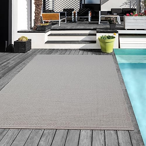 Mia´s Teppiche Tulsa - Outdoor-Teppich für Terrasse und Balkon - Wetterfest, UV-Beständig, Wasserabweisend, Pflegeleicht, Robust und Strapazierfähig, Grau, 200 x 280 cm