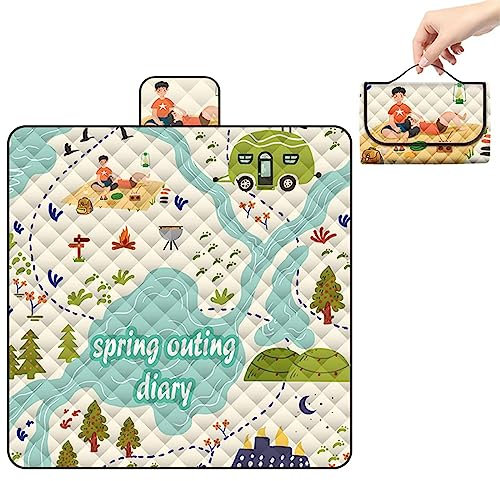 TengYuer Picknickdecke 180x200cm Stranddecke Wasserdicht Sandfrei Isoliert Faltbar Strandmatte mit Tragegriff Outdoor Campingdecke XXL für Camping Parks Strände Picknick Wald Fluss
