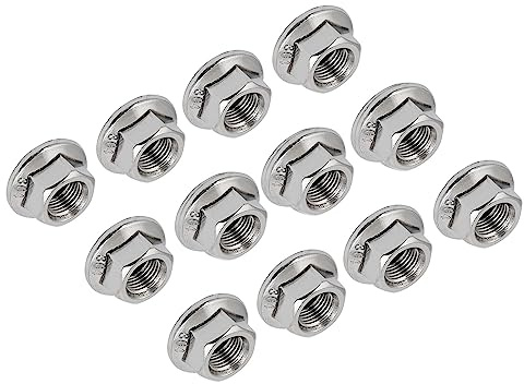 QUARKZMAN 12pcs M10 x 1.25mm Hex Bride Écrou pour Canalisations Argent Ton | Hex Verrouillage Écrous, 304 Inox Acier Dentelé Métrique, Automobile Moteurs