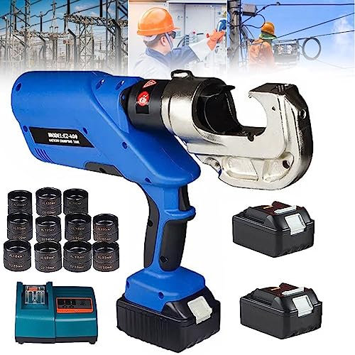 Crimpadora hidráulica eléctrica, herramienta de crimpado hidráulica, alicates hidráulicos, rango de crimpado 16-400 mm², crimpadora de terminales de cable de batería con 13 pares de troqueles