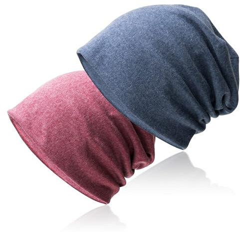 Hurinan Unisex Slouch Beanie Hat Jersey Beanie Skull Cap Classic Baggy Hat Lightweight and Soft Knitted Cotton Hat Headwear for Men Women