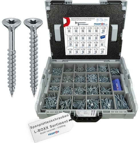 FRANTOS L-BOXX Spanplattenschrauben Stahl verzinkt 3151tlg Torx