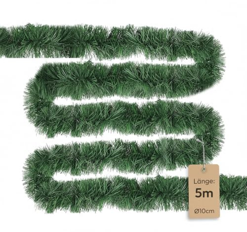 Meisterhome® Premium Qualität Künstliche Weihnachtsgirlande Tannengirlande Grün 5/10m Lange, Tannengirlande Tannenzweiggirlande Weihnachtsdeko Weihnachten - Außen & Innen (5m)