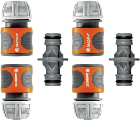 Gardena Kupplungs-Satz: Schlauchkupplung zur Schlauchverlängerung 13 mm (1/2 Zoll) und 15 mm (5/8 Zoll), auch bei hohem Wasserdruck, einfache Montage (18283-20) (Packung mit 2)
