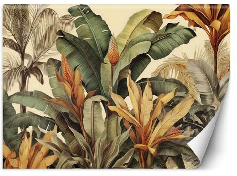 Feeby - Fototapete - Laub Natur 350x245 cm, Wandtapete 3D, Moderne Wanddeko Schlafzimmer, Wohnzimmer, Büro, Moderne Tapeten mit Luxury und Dschungel Tropen motiv - XXL Grün