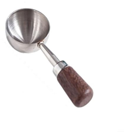 Jayruit 304 Edelstahl-Kaffeelöffel, genaue Messung mit Walnuss-Griff für Eis, Kaffee, Milchshakes, Saft, Tee, Getränke (silberfarben, kurz, 15 ml), 1218642258
