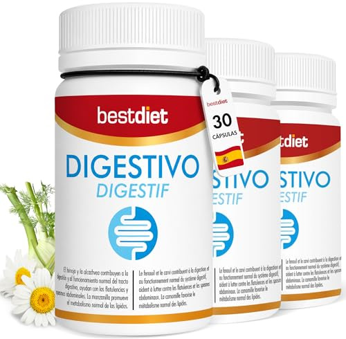 Digestivo para Gases Intestinales 30 Cápsulas (3 Pack) - Con Hinojo, Manzanilla y Anís – Complemento Alimenticio para el Bienestar Digestivo y Confort Después de Comidas – Bestdiet